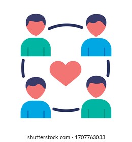 humans figures with heart solidarity flat style vector illustration design