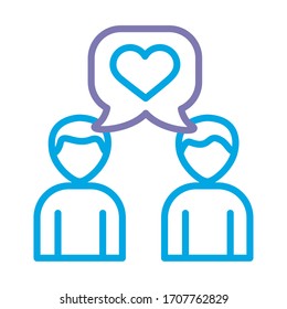 figuras humanas con burbuja de habla y línea de solidaridad cardíaca diseño de ilustraciones vectoriales