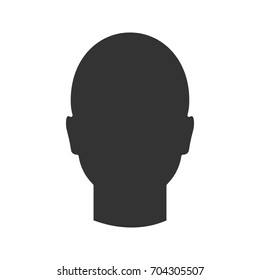 Human's head glyph icon. Silhouette symbol. Man's face frontal view. Negative space. Vector isolated illustration