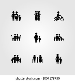 Humans icon set vector. baby, grandfather, child and family