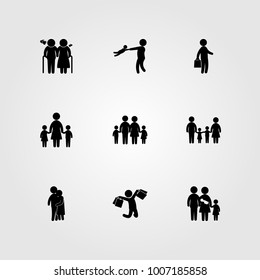 Humans icon set vector. businessman, business, couple and dad