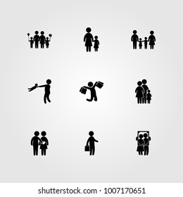 Humans icon set vector. childen, businessman, son and couple