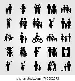 Humans icon set vector. couple, man, family and grandfather