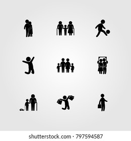 Humans icon set vector. couple, businessman, father and grandfather