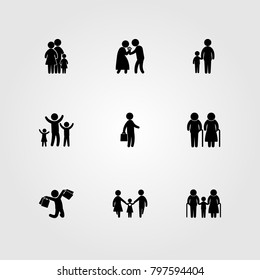 Humans icon set vector. daddy, couple, man and mother