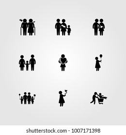 Humans icon set vector. family, dad, father and mom