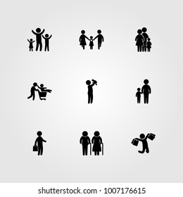 Humans icon set vector. family, business, children and daddy