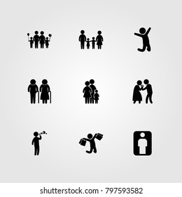 Humans icon set vector. family, love, father and man