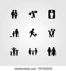 Humans icon set vector. father, mom, elderly and daddy