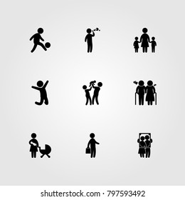 Humans icon set vector. father, family, mom and business