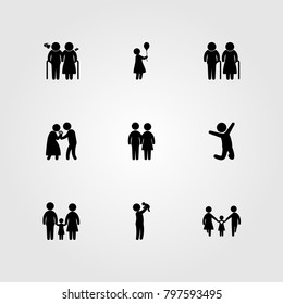 Humans icon set vector. father, human, mom and couple