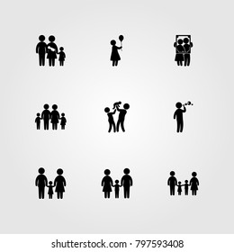 Humans icon set vector. frame, baby, family and love