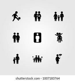 Humans icon set vector. girl, man, couple and child