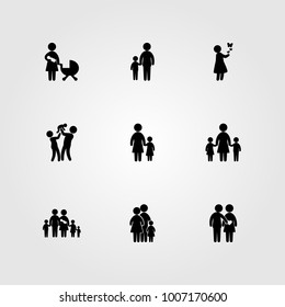 Humans icon set vector. love, dad, baby girl and childen