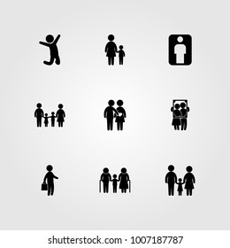 Humans icon set vector. love, child, frame and son