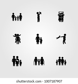 Humans icon set vector. love, girl, grandfather and children