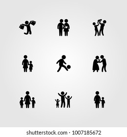 Humans icon set vector. man, baby, love and child