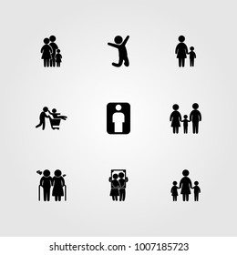 Humans icon set vector. mom, chield, mother with son and old man