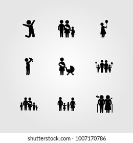 Humans icon set vector. mother, boy, dad and old woman