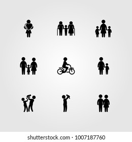 Humans icon set vector. mother with son, man, daughter and grandmother