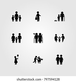 Humans icon set vector. mother, man, boy and grandson