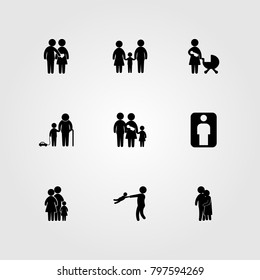 Humans icon set vector. mother, family, grandson and baby