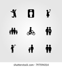 Humans icon set vector. mother, man, son and girl
