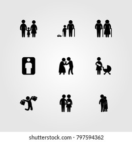 Humans icon set vector. mother, grandfather, mom and woman