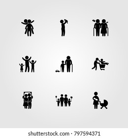 Humans icon set vector. mother, son, baby and boy