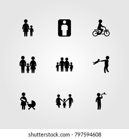 Humans icon set vector. mother with baby, child, daughter and children