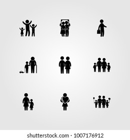 Humans icon set vector. son, grandson, mother and boy