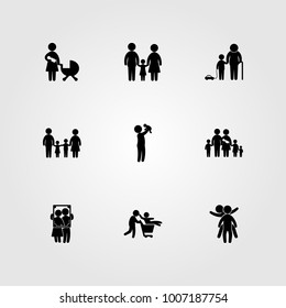 Humans icon set vector. son, father, mother and mom