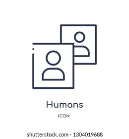 humans icon from user interface outline collection. Thin line humans icon isolated on white background.