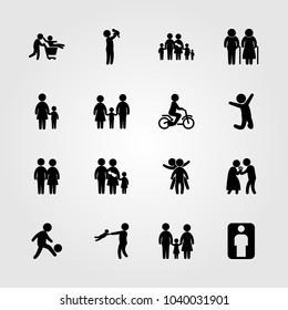 Humans icons set. Vector illustration mother with son, man, children and football player