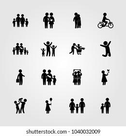 Humans icons set. Vector illustration couple, portrait, father and child