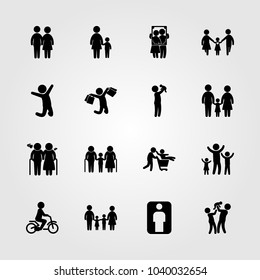 Humans icons set. Vector illustration woman, children, elderly and old woman