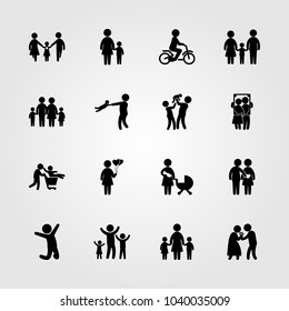 Humans icons set. Vector illustration chield, children, mother and jumping man