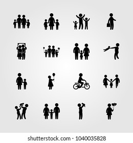 Humans icons set. Vector illustration mother, mother with two chields, boy and child