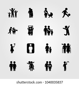 Humans icons set. Vector illustration frame, love, mother with baby and hugging