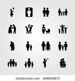 Humans icons set. Vector illustration human, childen, elderly and love