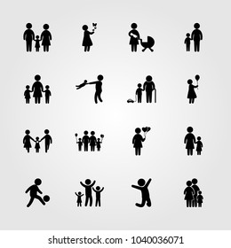 Humans icons set. Vector illustration grandfather, girl, mom and son