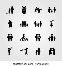 Humans icons set. Vector illustration mom, son, couple and grandson
