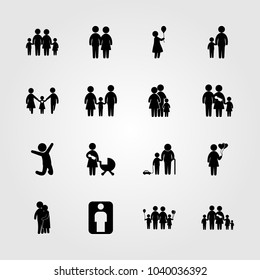 Humans icons set. Vector illustration grandson, man, grandfather and daddy