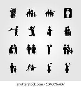 Humans icons set. Vector illustration father, elderly, family and child