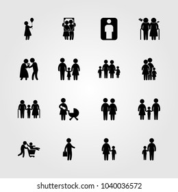 Humans icons set. Vector illustration old man, daughter, man and business