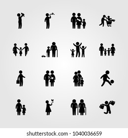 Humans icons set. Vector illustration love, daddy, man and businessman