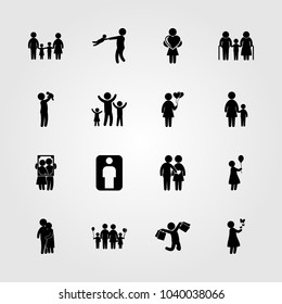 Humans icons set. Vector illustration mom, portrait, mother with son and grandfather