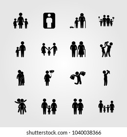 Humans icons set. Vector illustration chield, boy, woman with balloons and mother