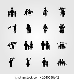 Humans icons set. Vector illustration mother, dad, elderly and boy