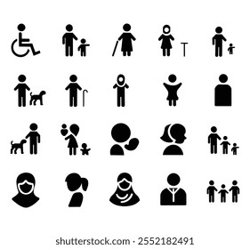 Menschen Symbole gesetzt. Vektorgrafik Sohn, Mutter, Baby Mädchen und Liebe